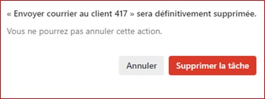 Confirmer la suppression d’une tâche To Do