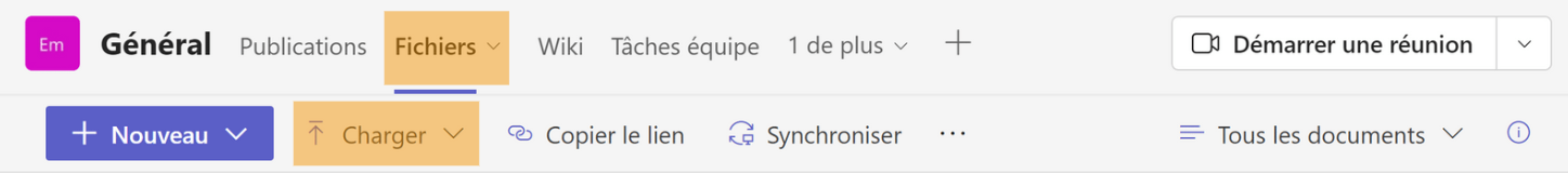 Chargement de fichiers dans Microsoft Teams