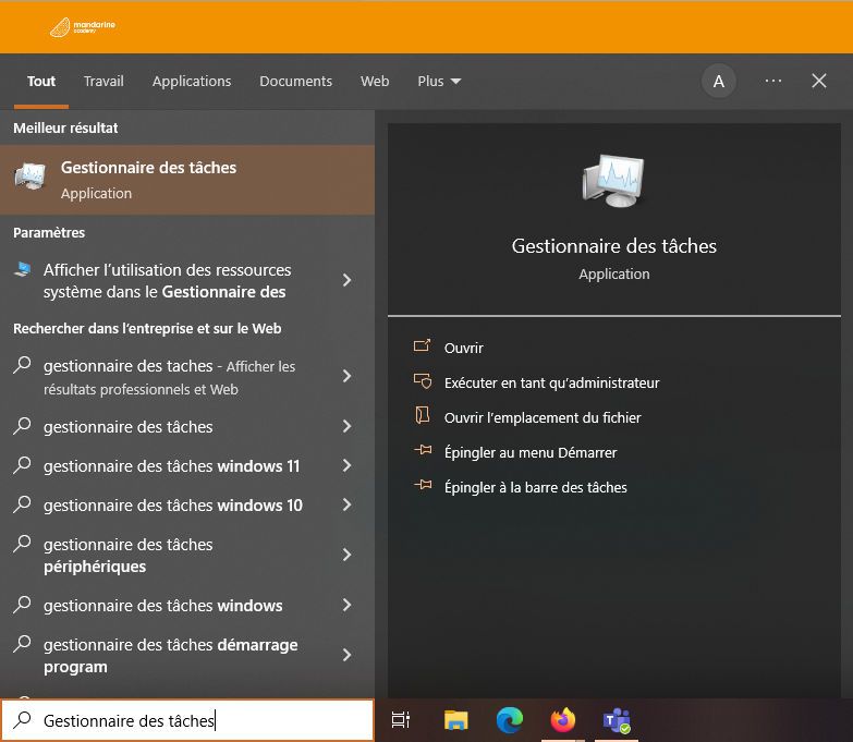 Open the task manager