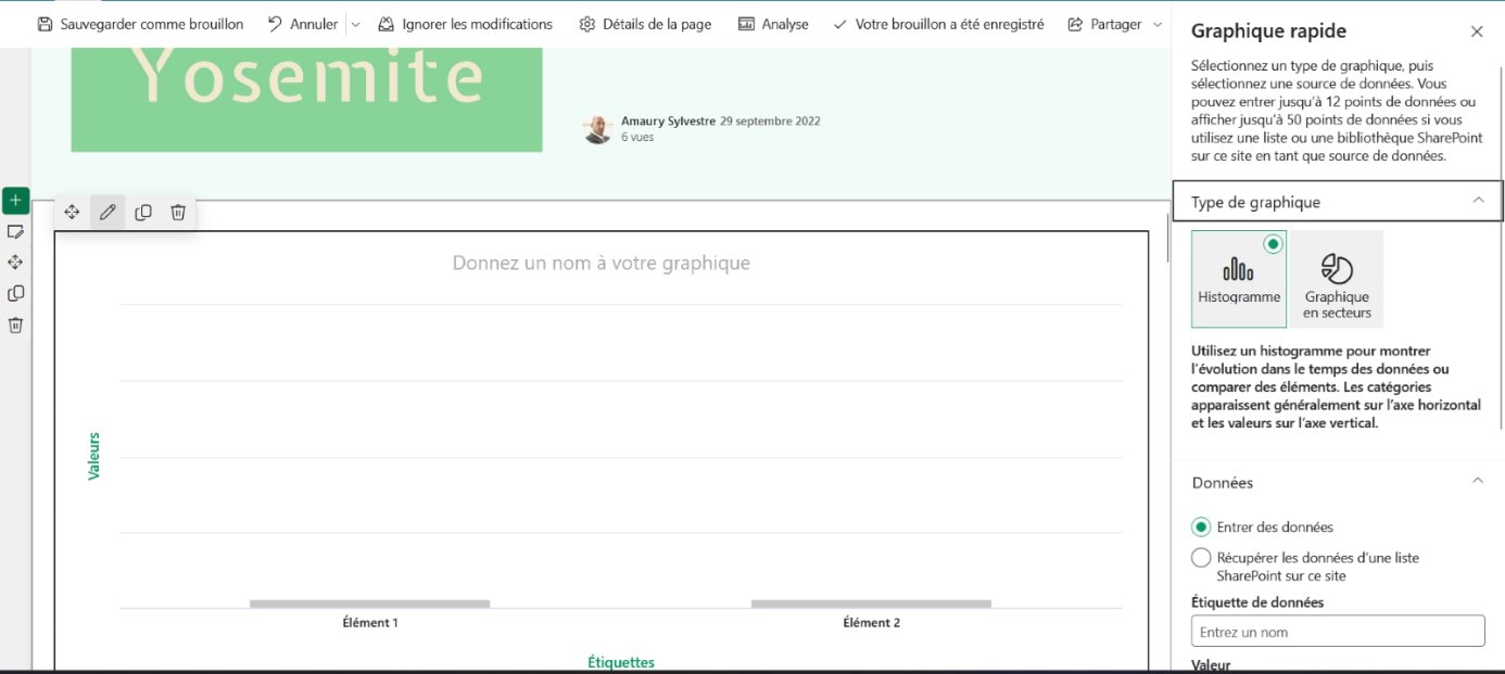 Modifier un graphique dans Sharepoint
