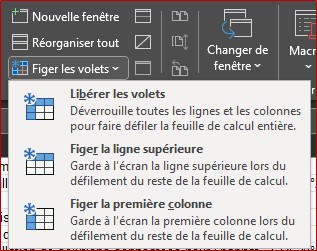Accéder à l'option figer les volets dans Excel