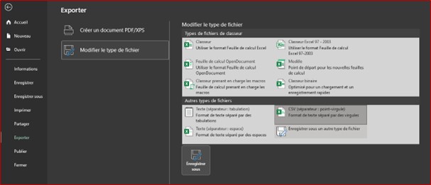 Convertir un fichier Excel en CSV