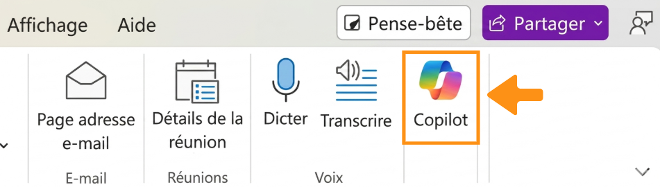 Copie d'écran montrant où se trouve la section Insertion dans Word