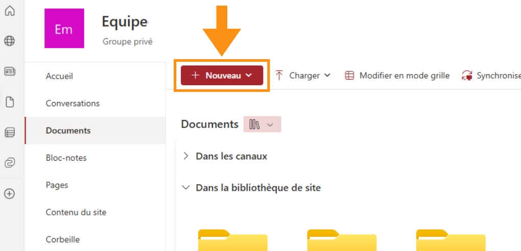 Copie d'écran montrant où se trouve la section Insertion dans Word