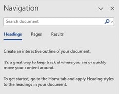 Using keyboard shortcuts to navigate in Word