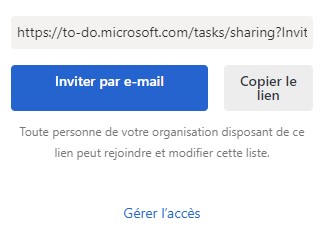 Gérer les autorisations d'accès aux listes partagées sur Microsoft To Do