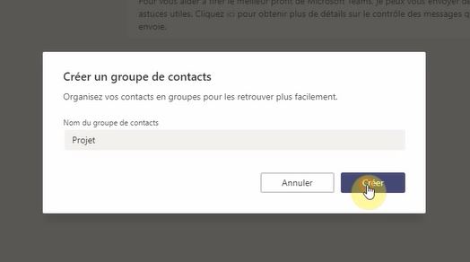 Ajouter un nom de projet à un groupe dans Teams