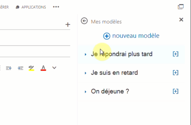 Accéder aux applications via la barre d’outils Outlook