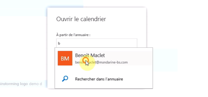 Saisir le nom ou l'adresse e-mail du collaborateur