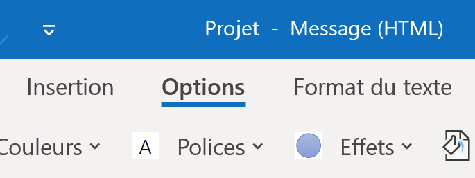 Accéder à l'onglet options dans Outlook