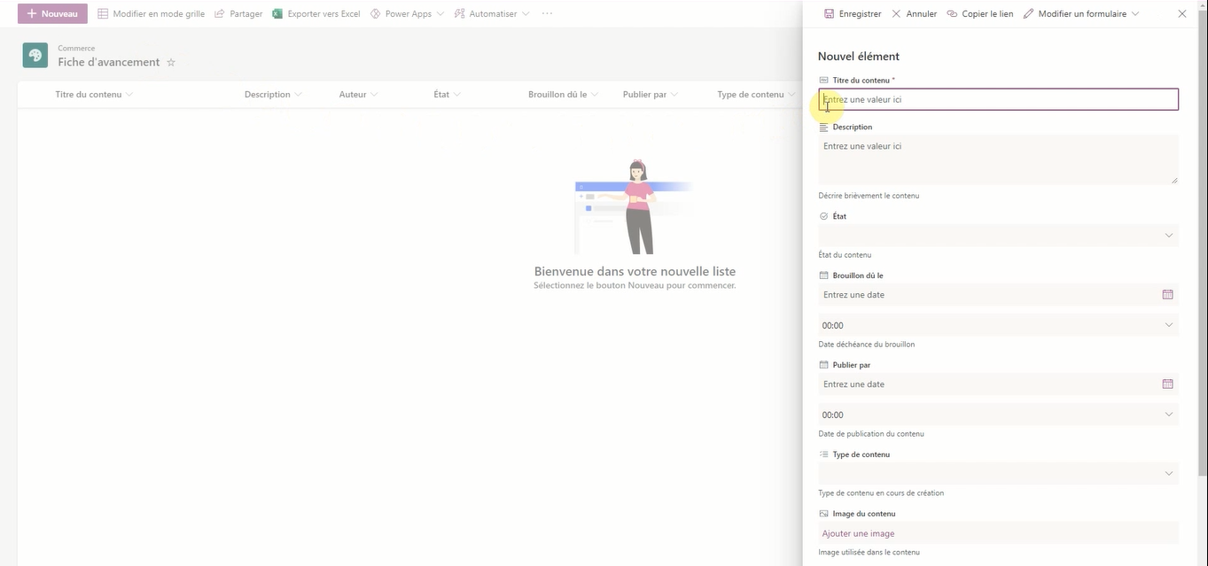 Détails d'une tâche dans Microsoft Lists