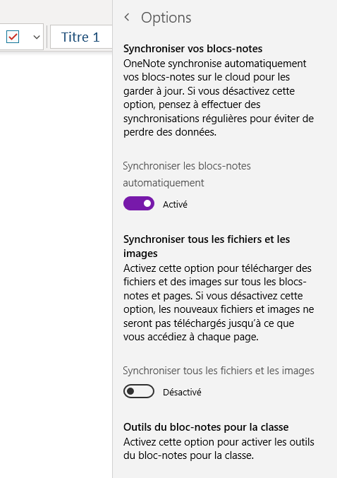 Configurer la synchronisation des notes dans OneNote