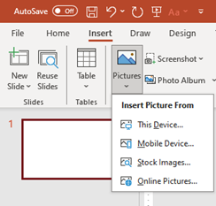 Accessing the 'Insert' tab to add images in PowerPoint